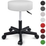 Tabouret de travail blanc tabouret � roulettes si�ge pivotant par 360� rembourrage de 10 cm - tresko