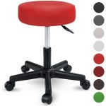 Tabouret de travail rouge tabouret � roulettes si�ge pivotant par 360� rembourrage de 10 cm - tresko