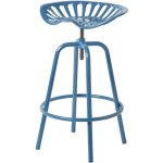Tabouret vintage bleu avec si�ge de tracteur pivotant, 70 cm - homescapes