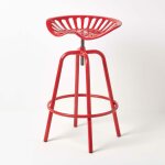 Tabouret vintage rouge avec si�ge de tracteur pivotant, 70 cm - homescapes