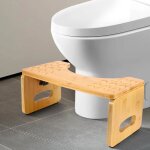 Tabouret wc en bambou - 20, 3 cm - pour adultes et enfants - bois d'origine