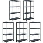 Tagres 5 pcs dans une bibliothque d'affichage en plastique avec diverses tagres noires taille : 60x30x138 ...