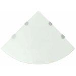 Helloshop26 - tagre armoire meuble design de coin avec supports chroms verre blanc 45 x 45 cm