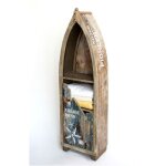 Dandibo - tag�re bateau forme bateau bois antique mr16 maritim �tag�re salle de bain marron