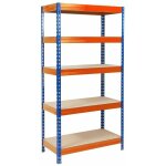 Tagre pour charge lourde meuble de rangement 5 tages (agglomr) bleu - orange 180 x 120 x 45 cm