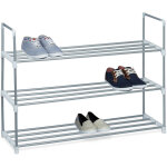 Relaxdays - tagre  chaussures  emboter, meuble en mtal, 3 tages, rangement  emboter, argent / ...