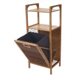 Hhg - tagre avec corbeille  linge 562, tagre indpendante, panier  linge, bambou, 95x40x30cm 28l ...