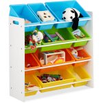 Relaxdays - tagre pour enfants, organisation 9 botes de rangement pour jouets colores, mdf + plastique, ...