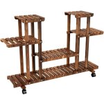 Tagère à fleurs en bois porte pots de plante avec 6 tablettes supports de pots de fleurs à roulettes ... Tagère à fleurs en bois porte pots de plante avec 6 tablettes supports de pots de fleurs à roulettes ...