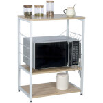 Tagère four à micro - ondes, étagère de cuisine en bois massif et cadre avec de l'acier, 60x39x74cm, ... Tagère four à micro - ondes, étagère de cuisine en bois massif et cadre avec de l'acier, 60x39x74cm, ...