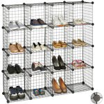 Tagre modulable grille treillis 16 cubes compartiments diy mtal meuble rangement 30x30 cm, noir - relaxdays ...