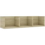 Tag�re murale � cd meuble d'entr�e de rangement 75x18x18 cm agglom�r� ch�ne sonoma - inlife