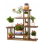 Unho - tagre plantes en bois echelle porte pots de plante fleurs avec 6 tablettes escalier 96x95x25cm ...