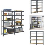 Tagères de rangement 5 niveaux 2 pcs anthracite acier et bois - Étagère - Étagères - Étagère de garage ... Tagères de rangement 5 niveaux 2 pcs anthracite acier et bois - Étagère - Étagères - Étagère de garage ...