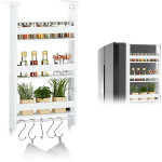 Tagère suspendue pour frigo, rangement d'épices, avec barre & 5 crochets, mdf, hlp: 74x42x20 cm, blanc ... Tagère suspendue pour frigo, rangement d'épices, avec barre & 5 crochets, mdf, hlp: 74x42x20 cm, blanc ...