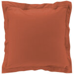 Taie d'oreiller vp 63x63 cm percale uni 78 fils percaline + p. bourdon terracotta
