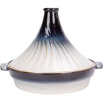 Tajine en gres - cosy & trendy - tous feux sauf induction - � 31, 7 cm - blanc / bleu