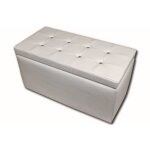 Talamo italia - dmora pouf de rangement en simili cuir, coloris blanc, dimensions 90 x 45 x 45 cm, avec ...