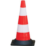 Taliaplast ? c�ne de signalisation rouge fluorescent 50 cm ? poly�thyl�ne lest� avec pied en caoutchouc ...