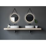 Talos - golden summer  55 cm - miroir mural avec clairage indirect - sangle de suspension en aspect ...