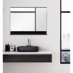 Talos - miroir mural black home 80 x 60 cm - miroir de salle de bain avec clairage et tagre - interrupteur ...