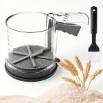 Tamis � farine - saupoudreur de sucre en poudre - avec pinceau de surface - r�cipient transparent avec ...
