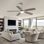 Tanant - ventilateur de plafond tlcommand de 132 cm, 6 vitesses, 5 pales en abs, moteur cc rversible ...