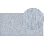 Tapis 80 x 150 cm en coton bleu clair fabriqu  la main style moderne derince