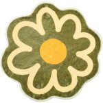 Tapis de bain antid�rapant � motif fleur - polyester d�coratif facile d'entretien - 60 x 60 cm vert - ...
