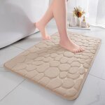 Tapis de bain beige en mousse � m�moire de forme, 40x60cm, tapis de douche absorbant, conception monobloc, ...