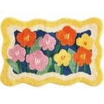 Tapis de bain boh�me � poils longs - 50 x 80 cm - antid�rapant absorbant lavable