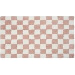Tapis de bain à carreaux antidérapant en 100% coton rose, 50 x 80 cm - homescapes Tapis de bain à carreaux antidérapant en 100% coton rose, 50 x 80 cm - homescapes