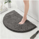 Tapis de bain demi - rond en microfibre chenille antid�rapant, super absorbant, s�chage rapide, doux ...