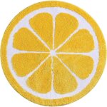Tapis de bain rond antid�rapant et absorbant - motif citron - lavable en machine doux - 60 x 60 cm, jaune ...
