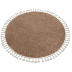 Tapis berber 9000 cercle beige franges berb�re marocain shaggy brown cercle 120 cm