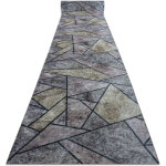 Tapis de couloir antid�rapant lotus mosaic 22010 mosa�que gris lavable 100cm grey 100x690 cm