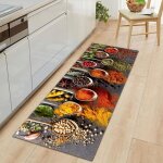 Tapis de cuisine antid�rapant, vaisselle & �pices 60 x 120cm, devant evier lavable en machine, paillasson ...