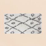 Tapis descente de lit poils longs noir et blanc 60x110cm