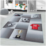 J&kids - tapis enfant antidrapant football storado gris 100x150