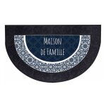 Tapis d'entr�e demi - lune 'eltea' 45x75cm noir & bleu
