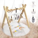 Magicfox ? tapis d'�veil et d'activit�s transportable pour b�b� ? en bois de pin non nou� ? 8 jouets ...