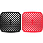 Tapis pour friteuse � air, doublures r�utilisables en silicone pour friteuse � air, 2 pi�ces (carr�, ...