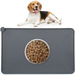 Tapis de gamelle, cuelles chats & chiens, antidrapant, tanche, support en silicone, 48, 5x30 cm, gris ...