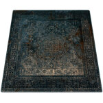 Tapis en laine omega mamluk carr� - rosette vintage bleu fonc� blue 135x135 cm