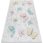 Tapis lavable bambino 1610 papillons pour les enfants antidrapant - crme multicolour 80x150 cm