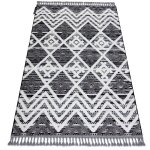 Tapis maroc p642 diamants, zigzag gris / blanc franges berbre marocain shaggy grey 120x170 cm