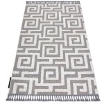 Tapis maroc p655 labyrinthe, grec gris / blanc franges berb�re marocain shaggy grey 180x270 cm