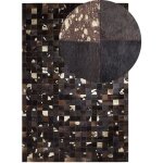 Tapis patchwork 160 x 230 cm en cuir marron beige et noir fait  la main bandirma