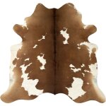 Tapis en peau de vache vritable marron et blanc 150 x 170 cm dec024017