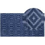 Tapis rectangulaire bleu fonc en viscose pour chambre ou salon au style scandinave 80 x 150 cm beliani ...